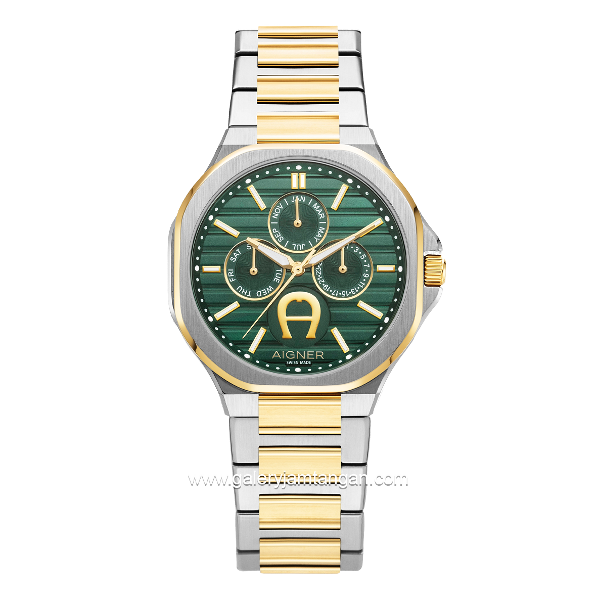 AIGNER FERMO AGW.266004 Silver Gold Dial Green Swiss Made