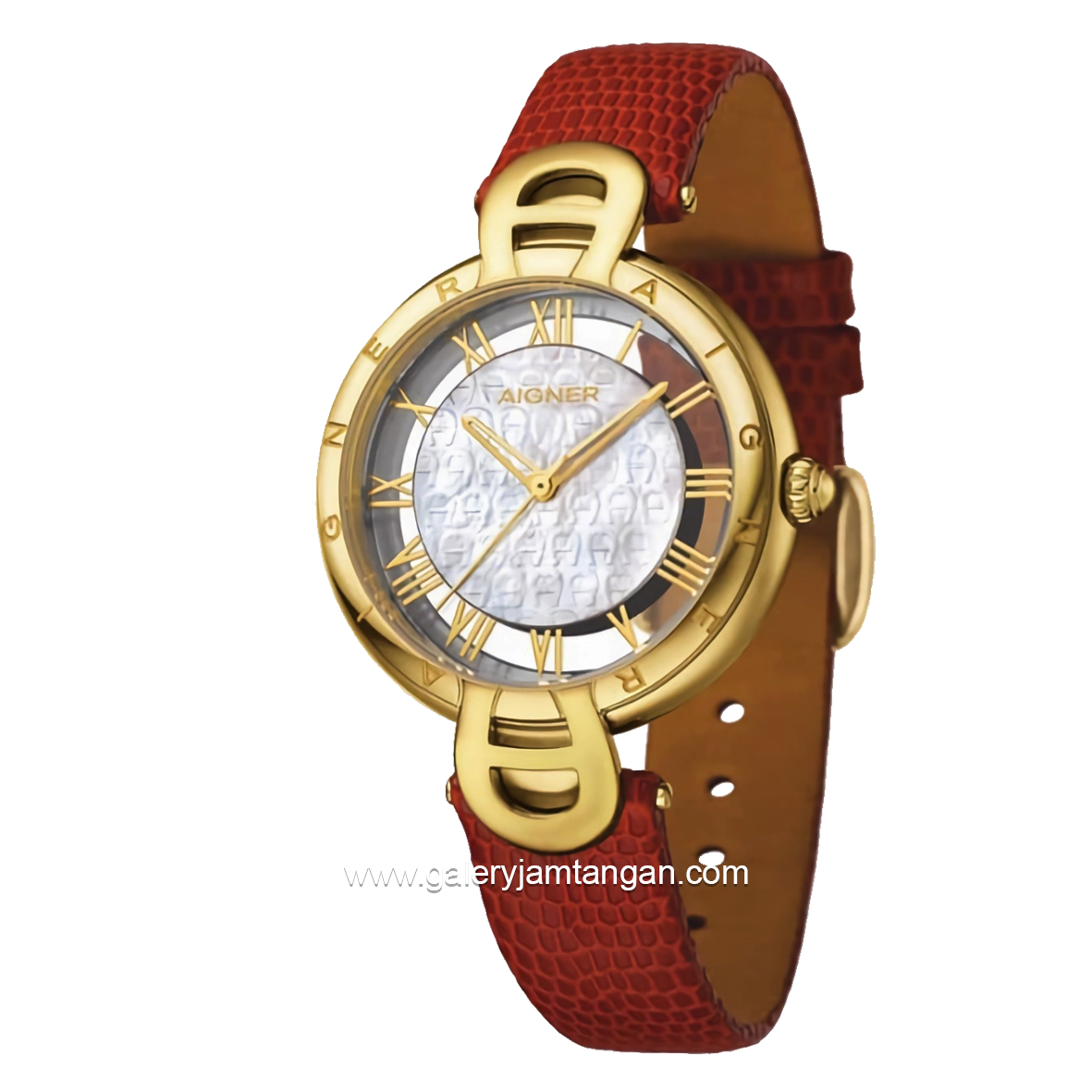 AIGNER RESANA A24275 Women's Watch Leather Red Gold Series Swiss Made