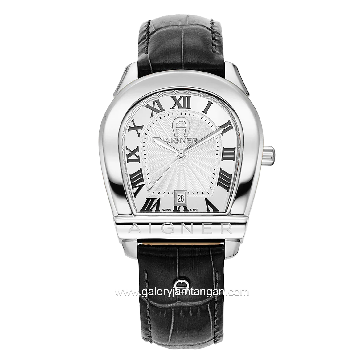 AIGNER SIENA AGW.244001 Black Silver Leather Strap Swiss Made