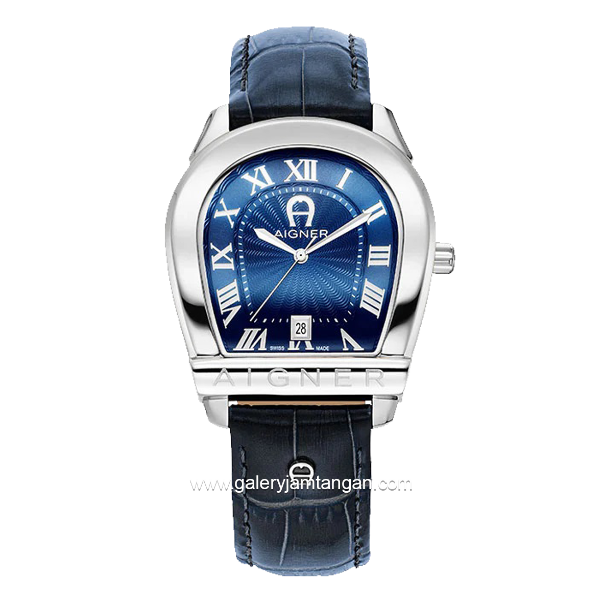 AIGNER SIENA AGW.244002 Navy Silver Leather Strap Swiss Made