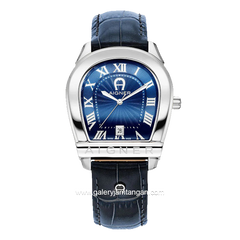 AIGNER SIENA AGW.244002 Navy Silver Leather Strap Swiss Made