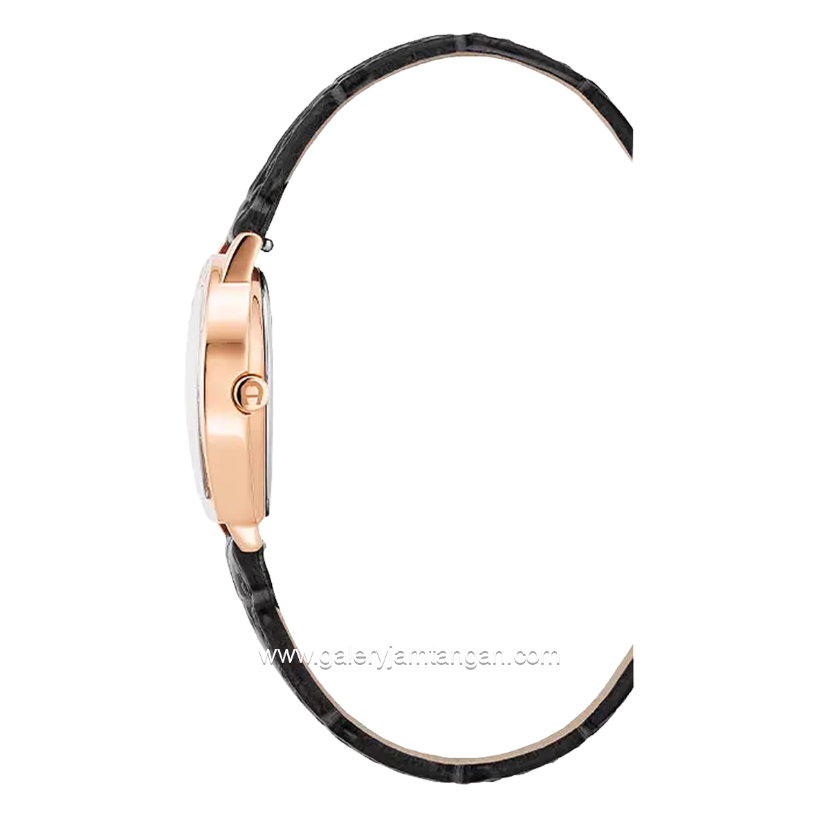 Aigner AOSTA II AGW.280004.C Black Rosegold Leather Swiss Made Free Strap