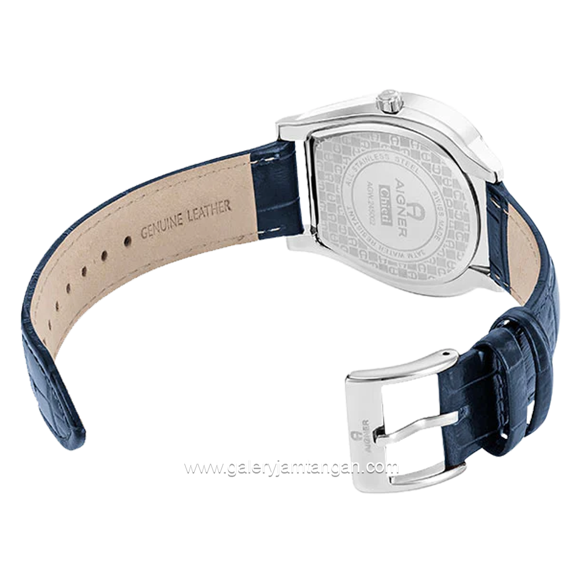 AIGNER CHIETI AGW.245002 Blue Silver Leather Watch Swiss Made