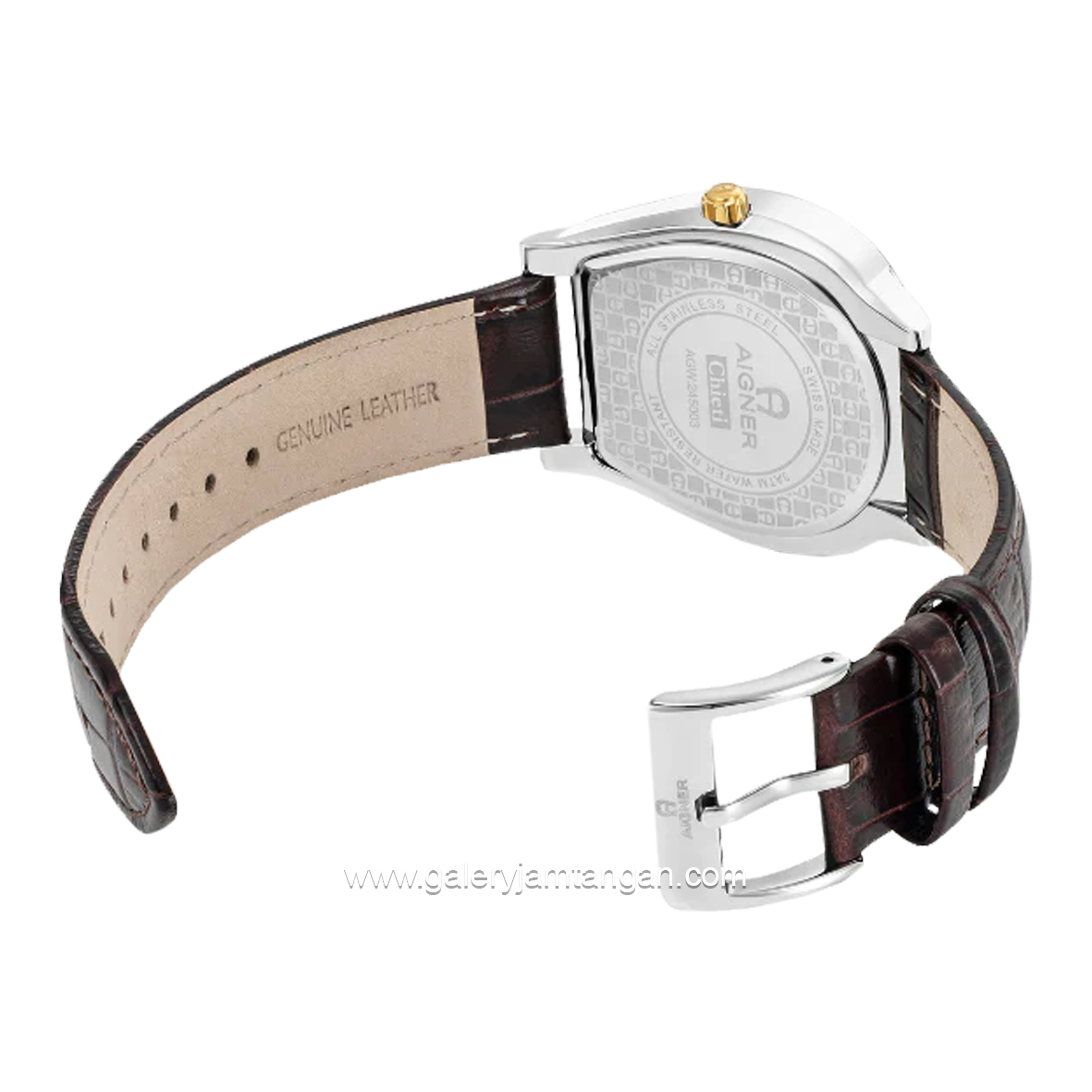 AIGNER CHIETI AGW.245003 Brown Gold Dial White Leather Watch Swiss Made