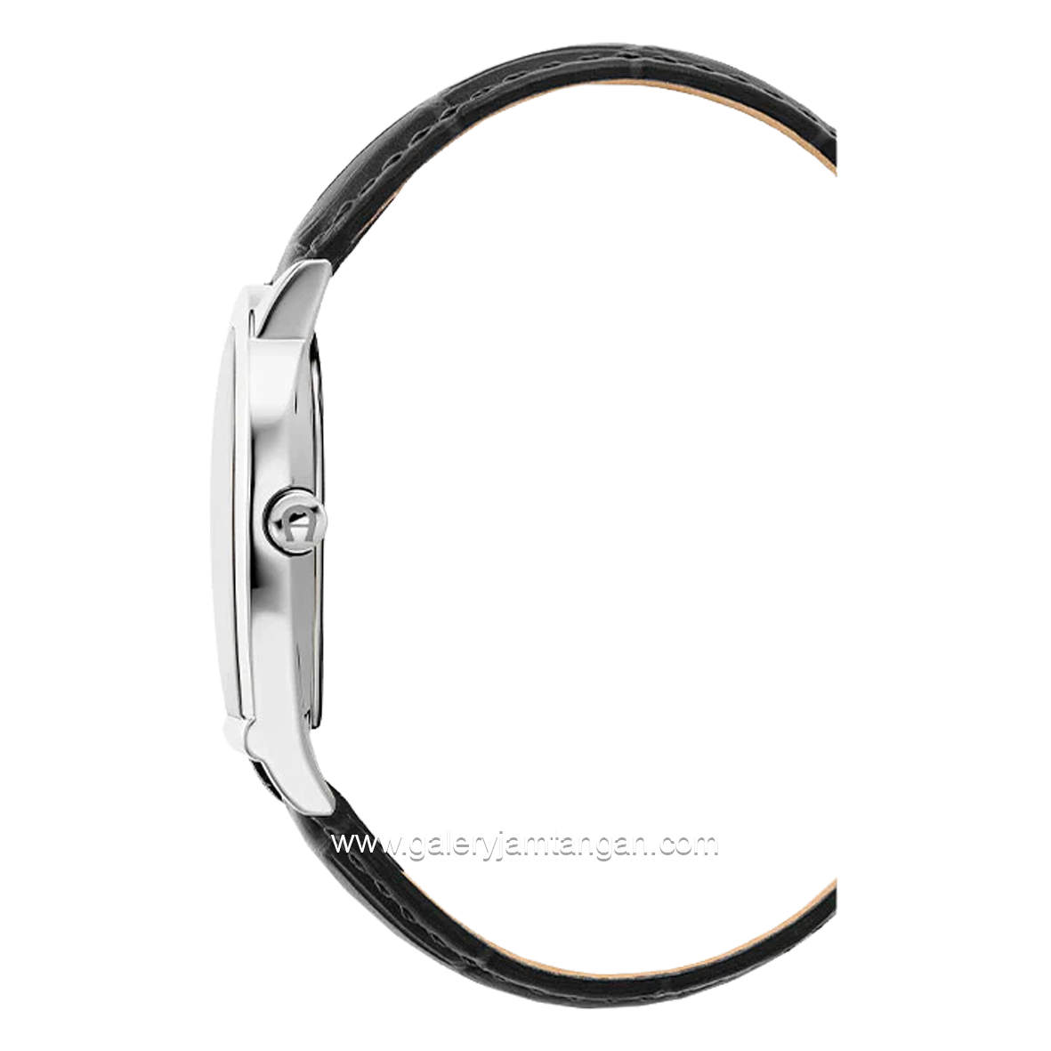 AIGNER MOLISE II AGW.278001.C Black Silver Leather Strap Swiss Made