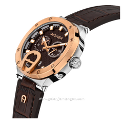 AIGNER TAVIANO ARWGA0000713 Brown Rosegold Leather Strap
