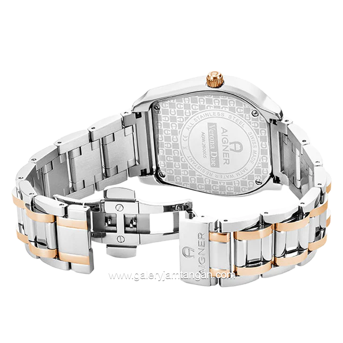 AIGNER VERONA DUE AGW.260004 Silver Combinasi Rosegold Dial Midnight Black Swiss Made