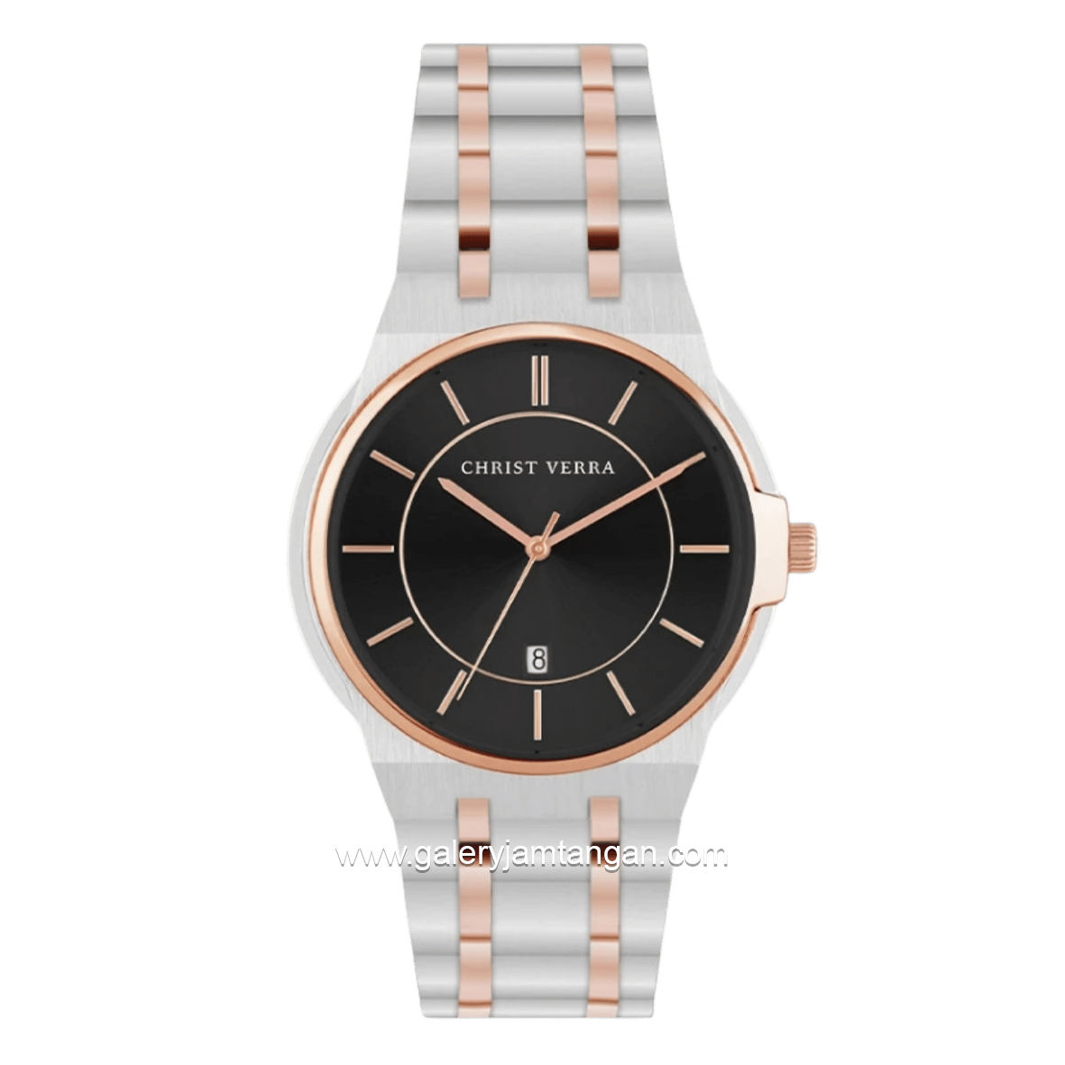 CHRIST VERRA AMORÉL CV 12405L-14 BLK Ledies Silver Rosegold Dial Black Stainless Steel