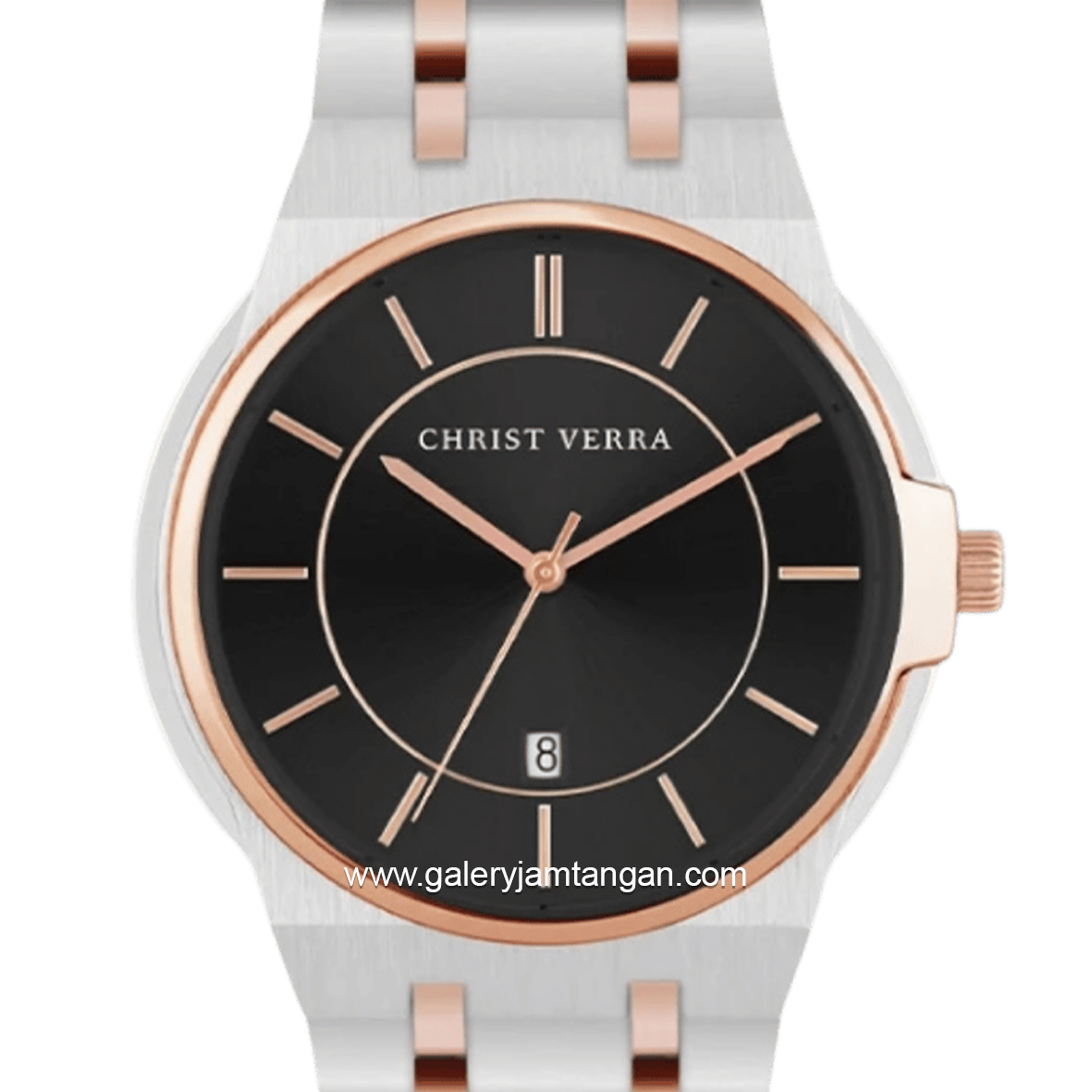 CHRIST VERRA AMORÉL CV 12405G-14 BLK Men Silver Rosegold Dial Black Stainless Steel