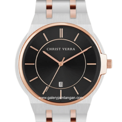 CHRIST VERRA AMORÉL CV 12405L-14 BLK Ledies Silver Rosegold Dial Black Stainless Steel