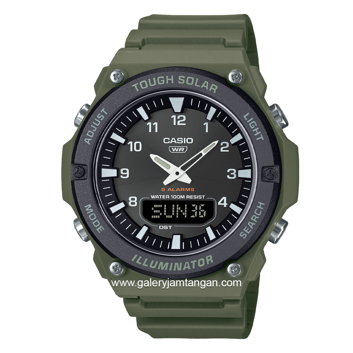 CASIO AQ-S820W-3BVDF Tough Solar Green Dial Black Resin Strap