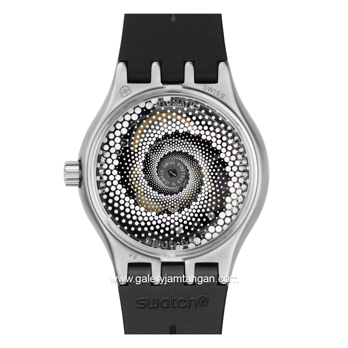 SWATCH SY23S413 Black Silver Rubber Strap