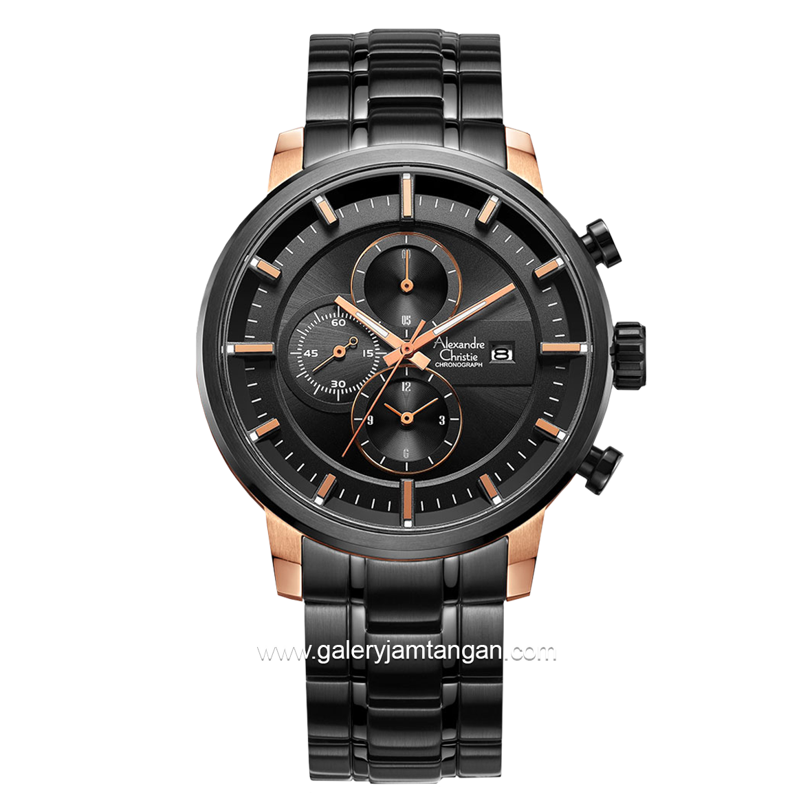 Alexandre Christie AC 6323 MC Black Rosegold Chronograph Stainless Steel