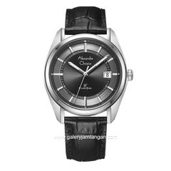 Alexandre Christie AC 8695 MD Black Silver Dial Black Leather Strap