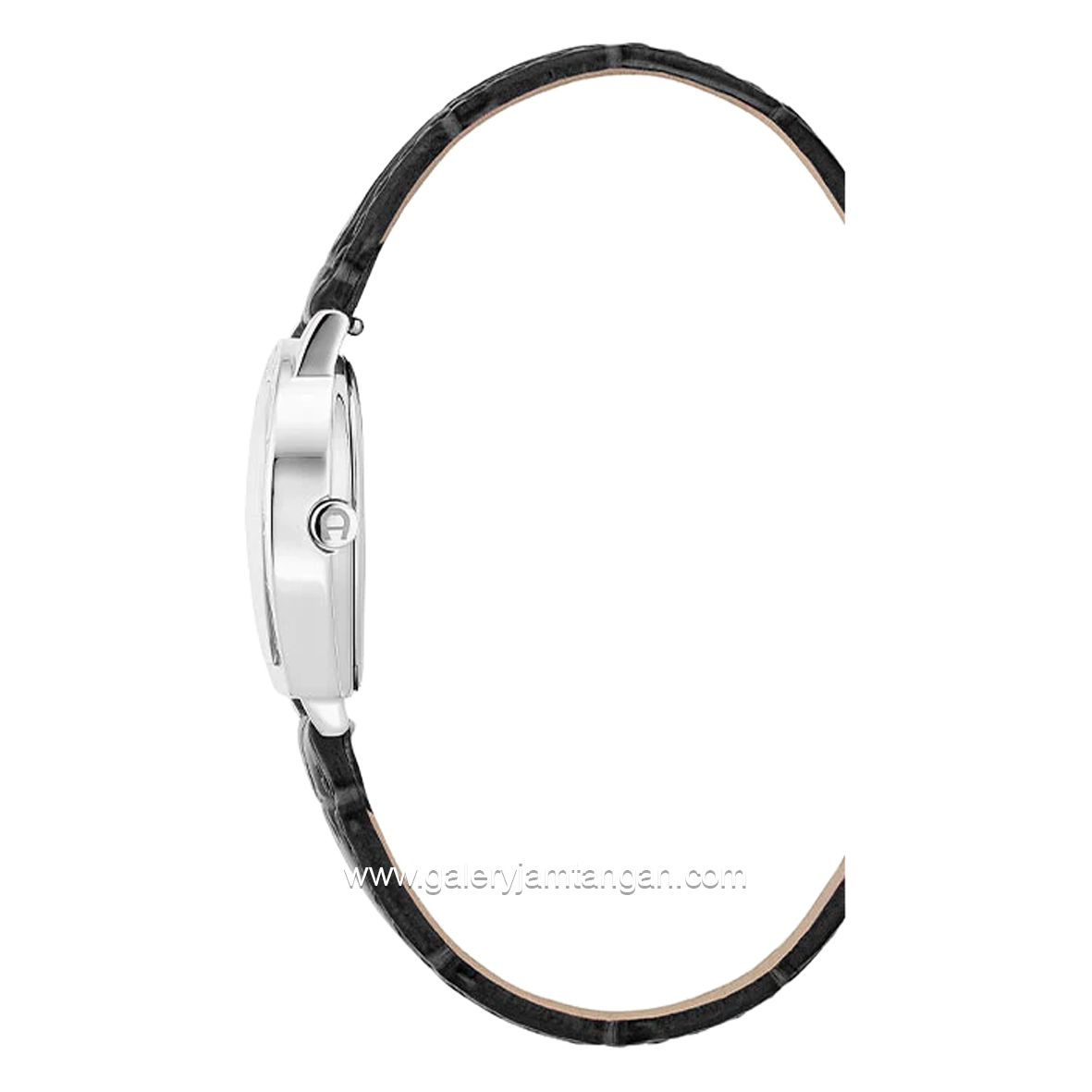 Aigner AOSTA II AGW.280001.C Black SIlver Leather Swiss Made Free Strap