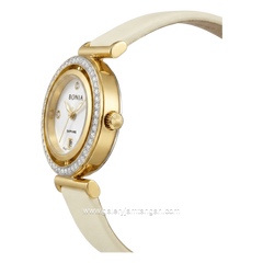 BONIA ELEGANCE BNB10926-2217S Cream Gold Dial White Leather Strap