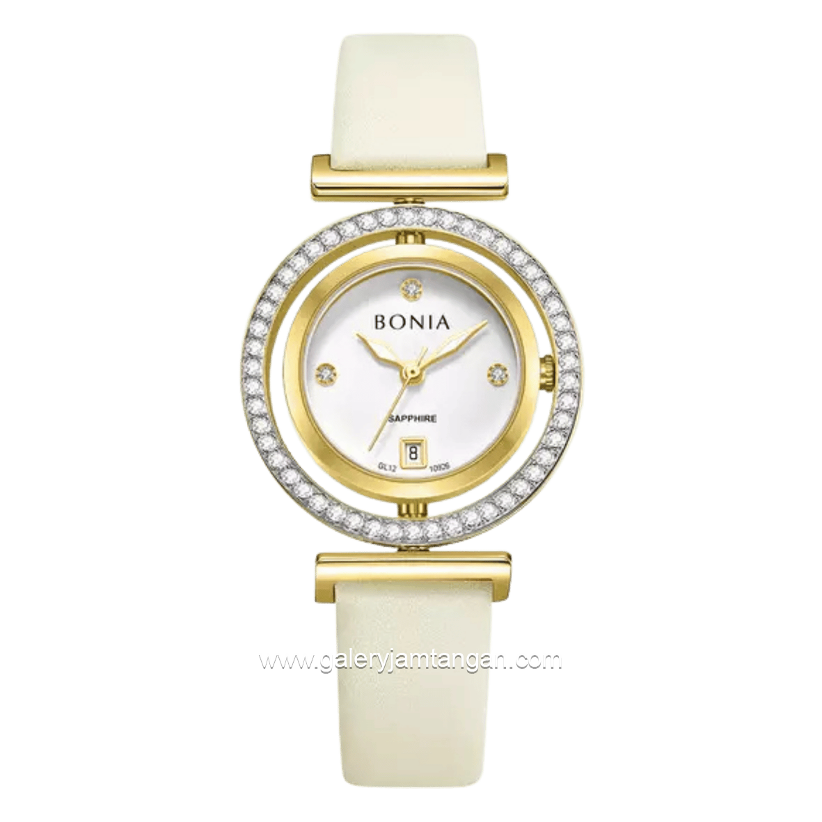 BONIA ELEGANCE BNB10926-2217S Cream Gold Dial White Leather Strap