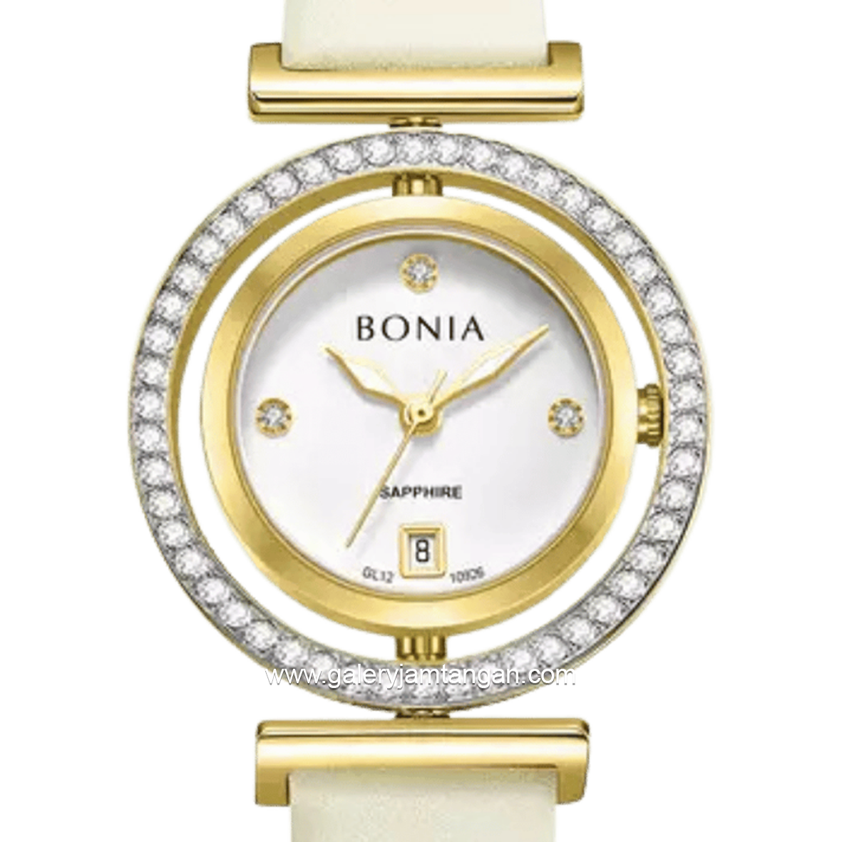 BONIA ELEGANCE BNB10926-2217S Cream Gold Dial White Leather Strap