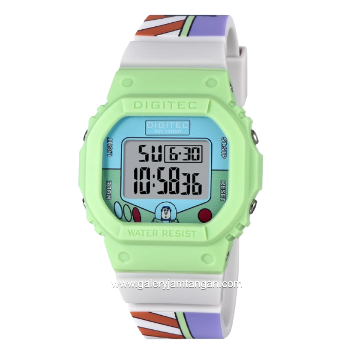 DIGITEC BDG-7100T-PX Disney Pixar Green White Digital Rubber Strap
