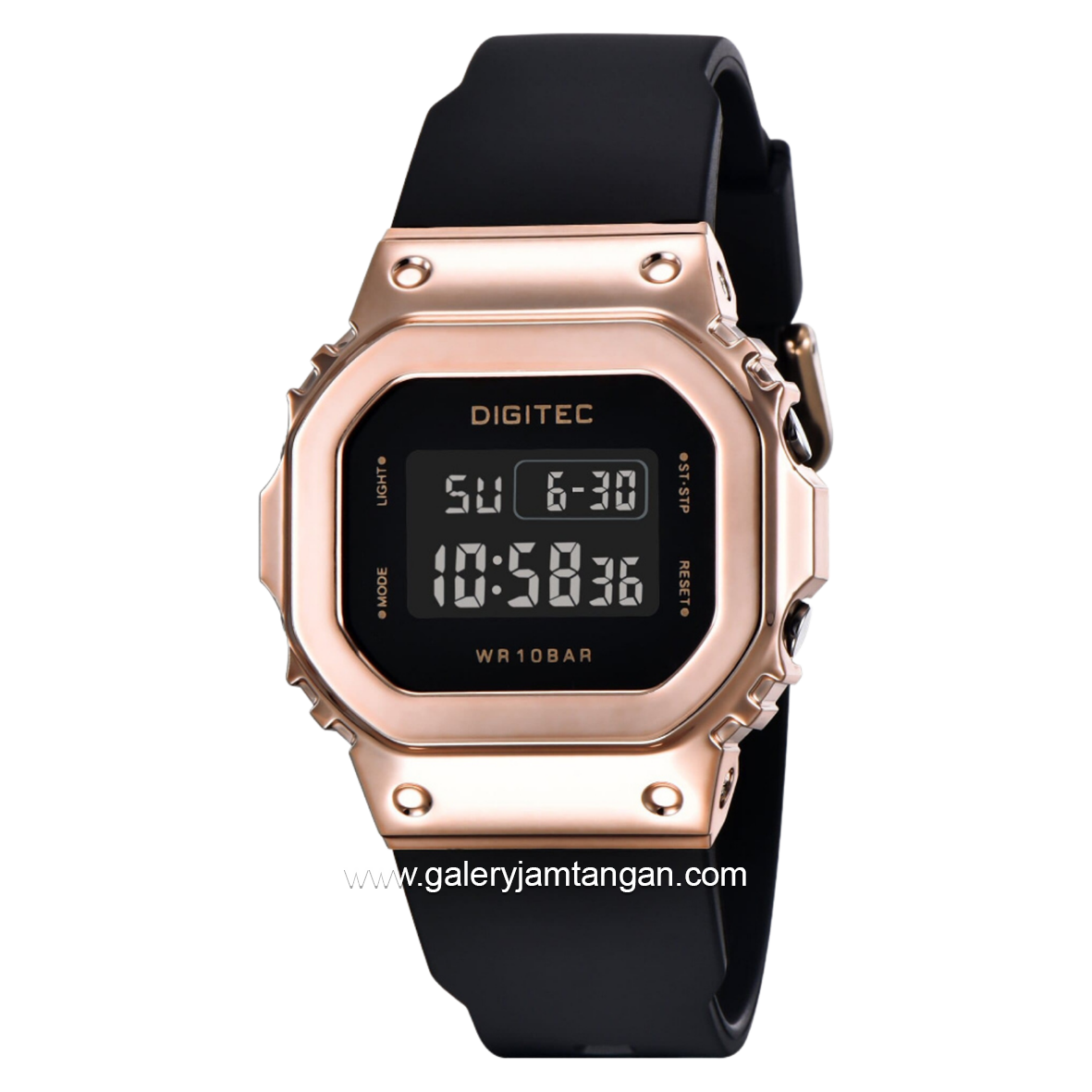 DIGITEC BDG-7054T Full Digital Black Rosegold Rubber Strap