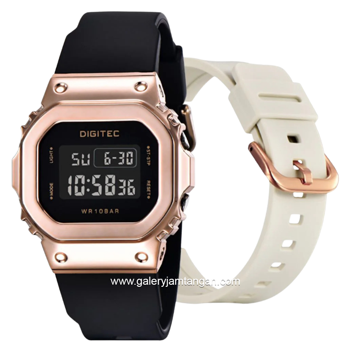 DIGITEC BDG-7054T Full Digital Black Rosegold Rubber Strap
