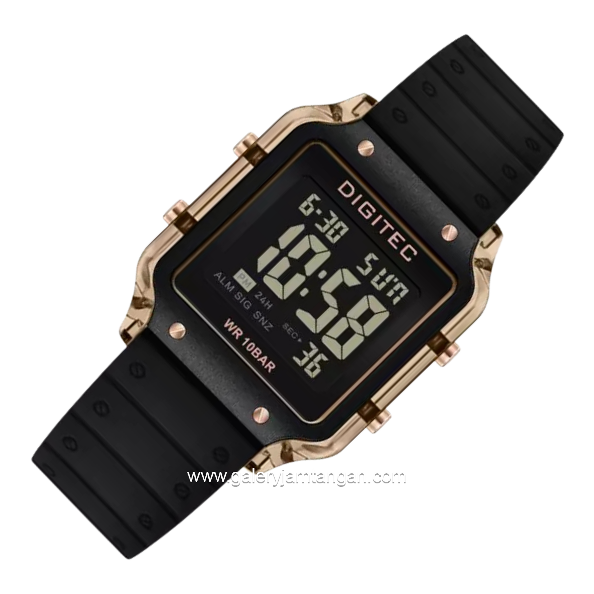 DIGITEC BDG-7133T Black Rosegold Digital Rubber Strap