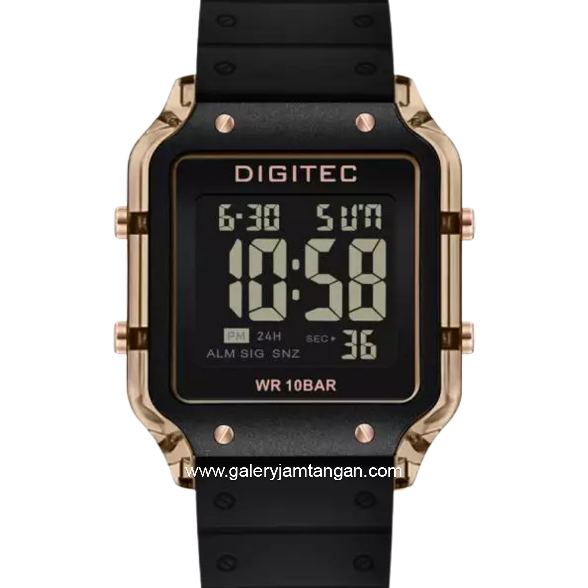 DIGITEC BDG-7133T Black Rosegold Digital Rubber Strap