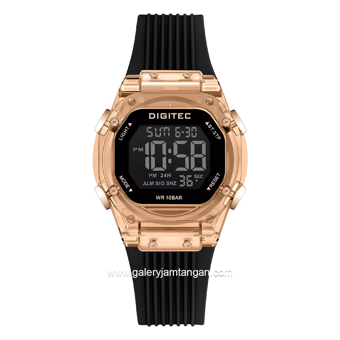 DIGITEC BDG-7208T Black Rosegold Digital Rubber Strap