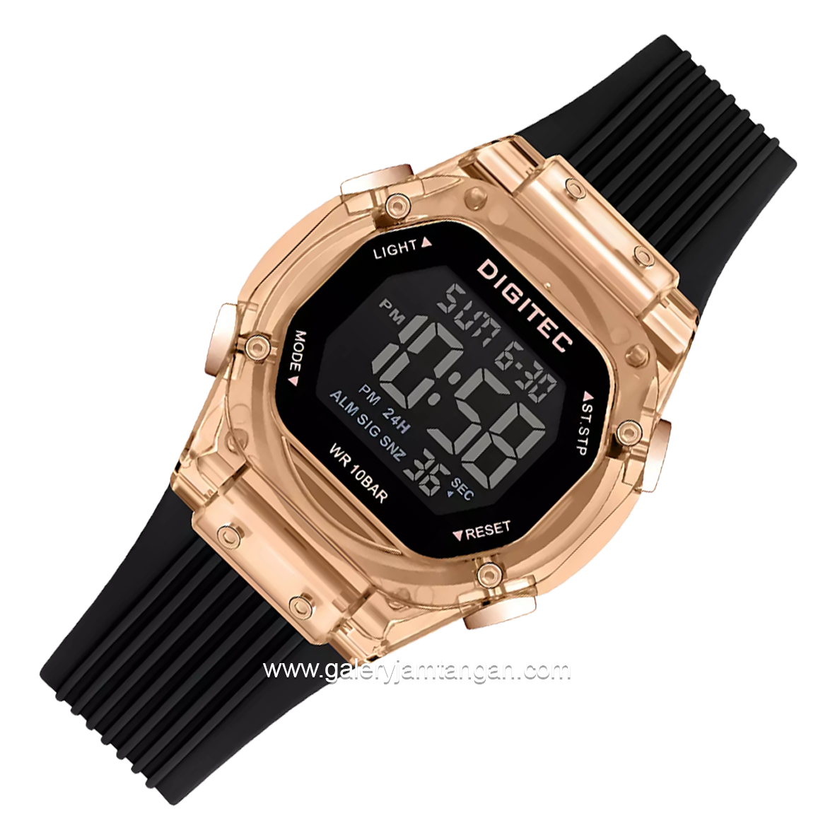 DIGITEC BDG-7208T Black Rosegold Digital Rubber Strap
