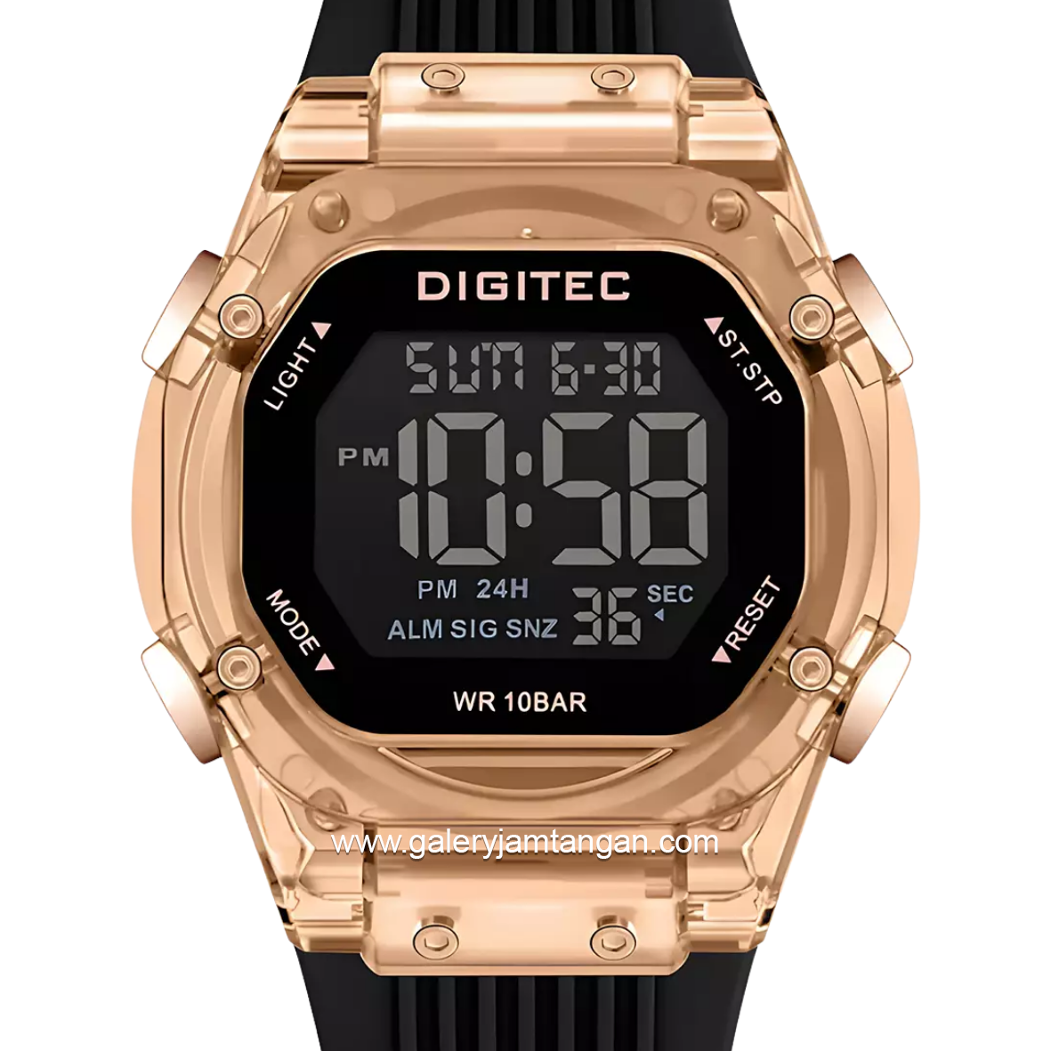 DIGITEC BDG-7208T Black Rosegold Digital Rubber Strap