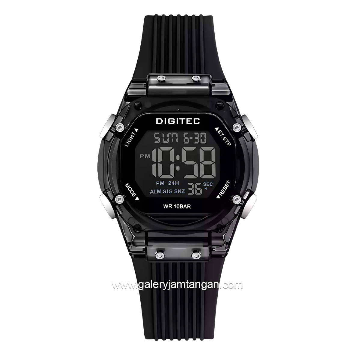DIGITEC BDG-7208T Full Black Digital Rubber Strap