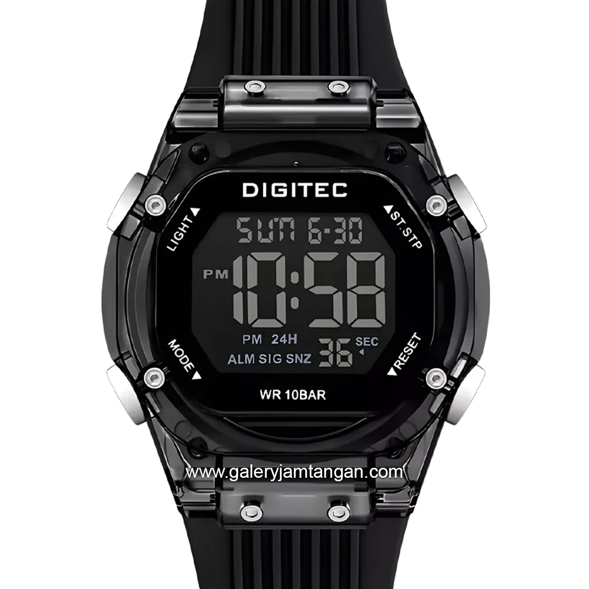 DIGITEC BDG-7208T Full Black Digital Rubber Strap