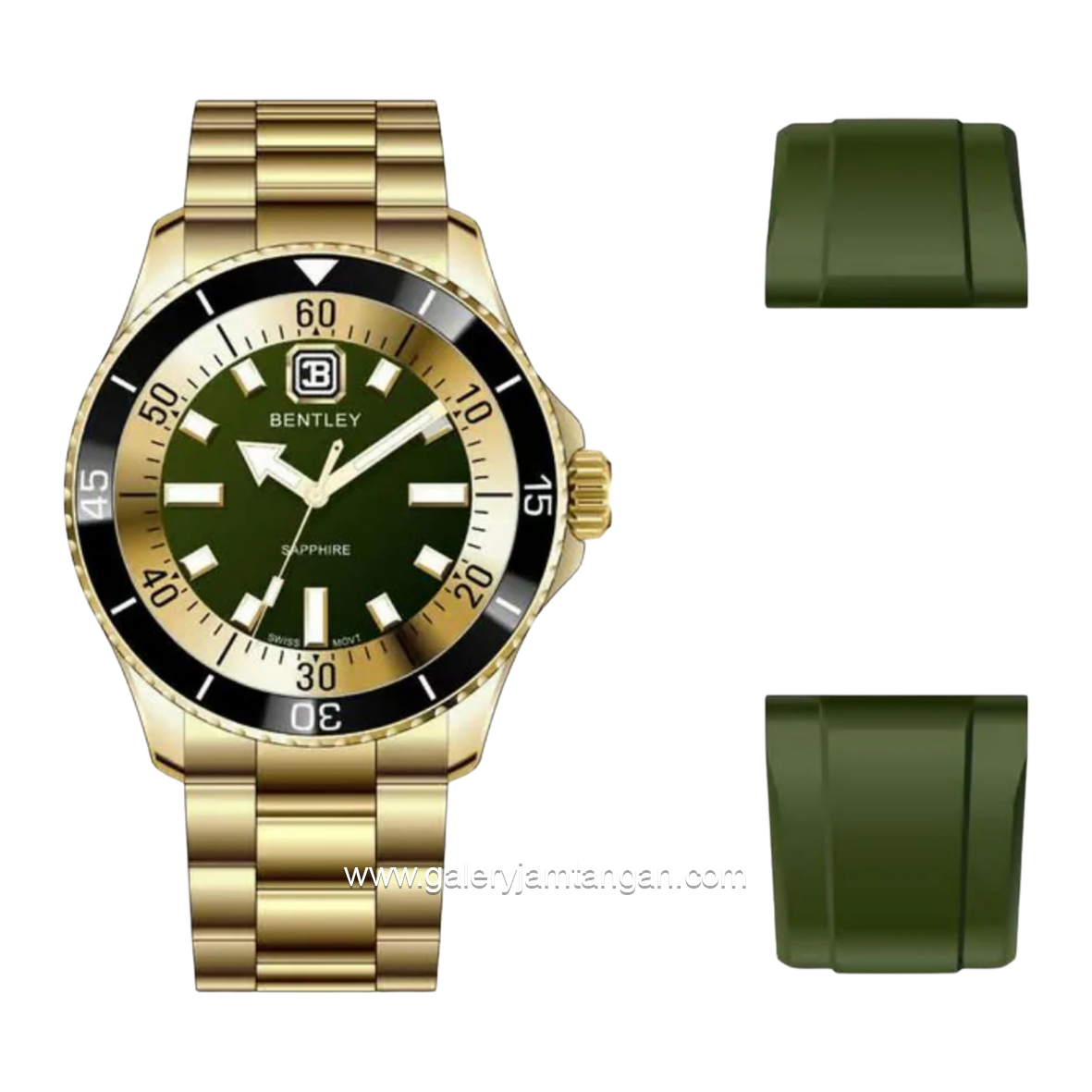 BENTLEY BL-20-31 Gold Dial Green Stainless Steel Strap
