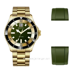 BENTLEY BL-20-31 Gold Dial Green Stainless Steel Strap