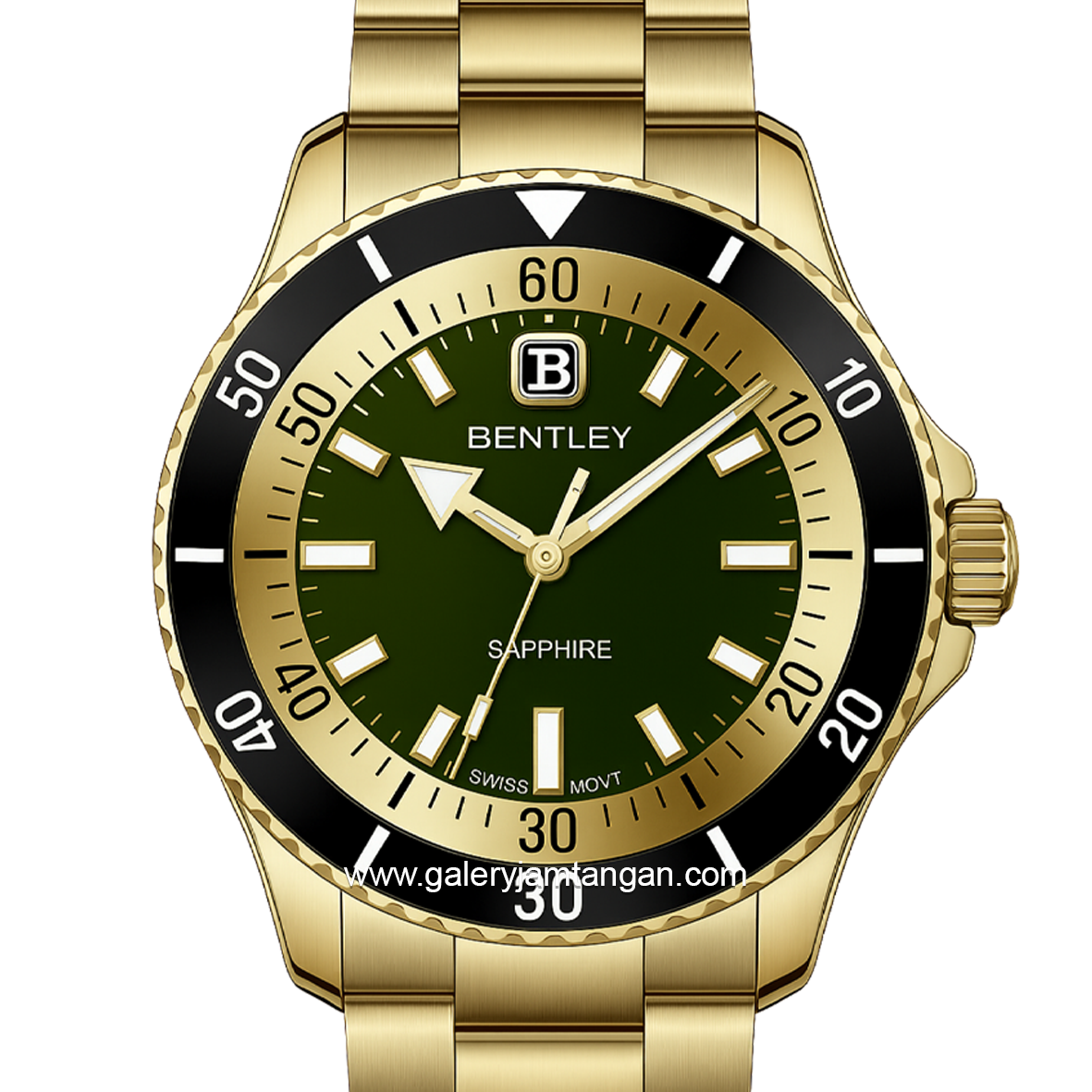BENTLEY BL-20-31 Gold Dial Green Stainless Steel Strap