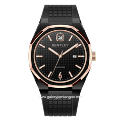 BENTLEY THE AURARAY BL-24-00 Black Rosegold Rubber Strap