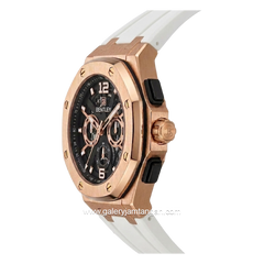 BENTLEY THE KNIGHT BL-25-90 White Rosegold Dial Black Rubber Strap