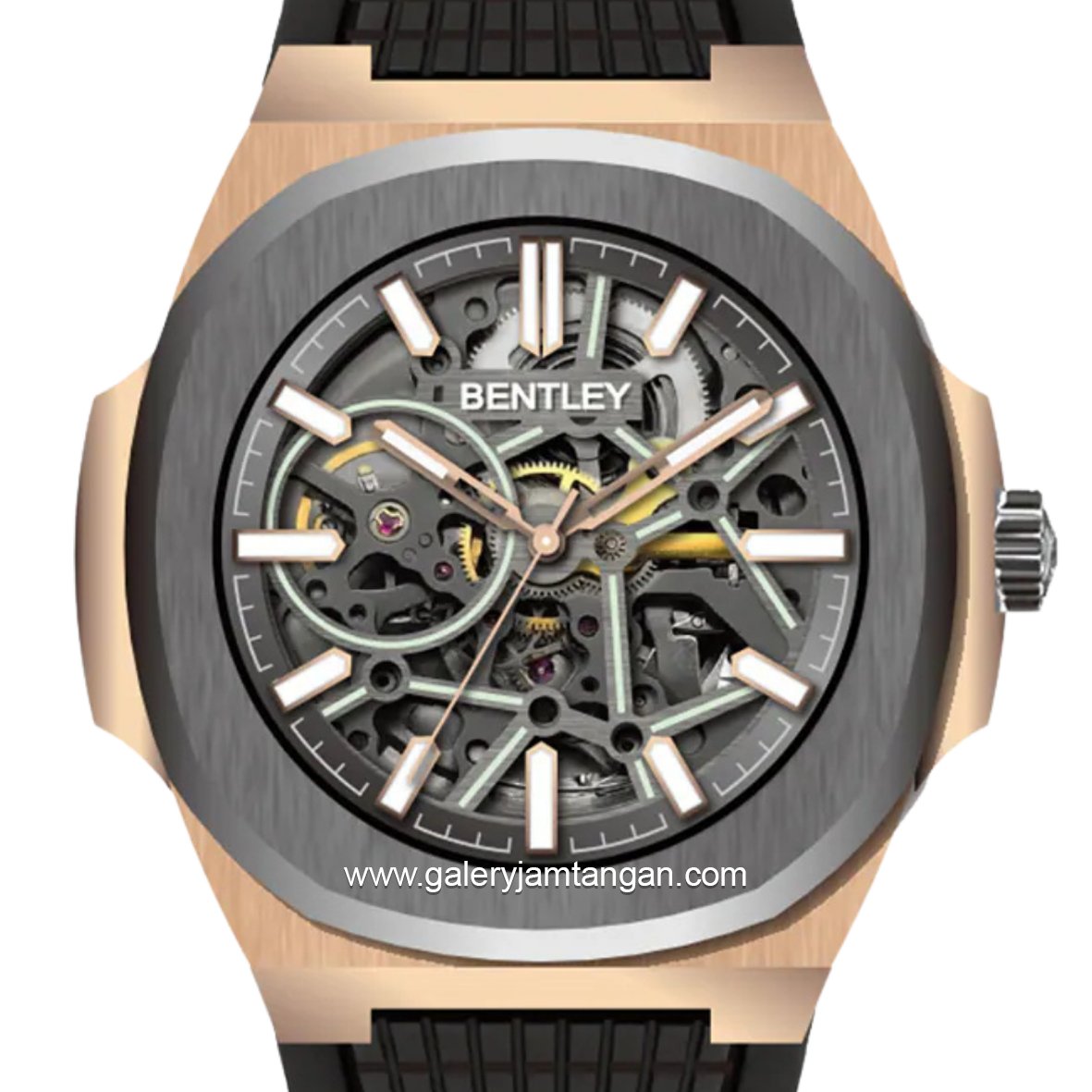 BENTLEY THE MARQUESS BL-34-30 Automatic Black Rosegold Dial Black Rubber Strap