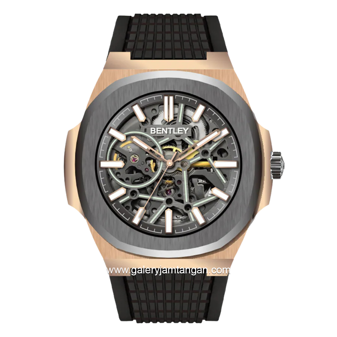 BENTLEY THE MARQUESS BL-34-30 Automatic Black Rosegold Dial Black Rubber Strap