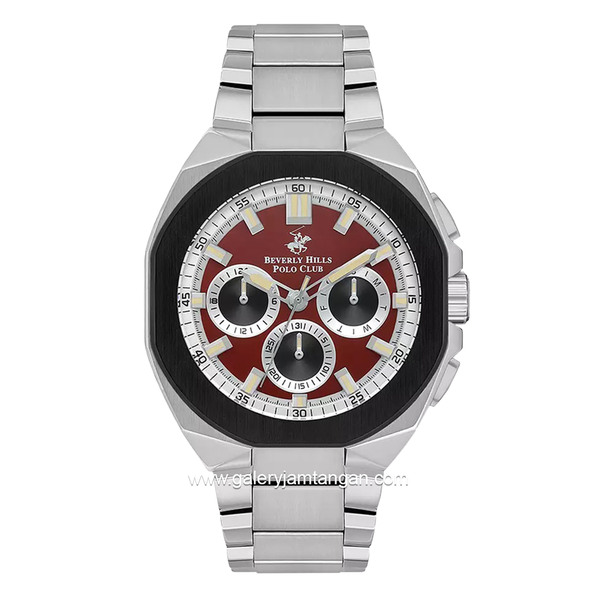 Beverly Hills Polo Club BP3537X.380 Silver Stainless Steel Dial Red Multifunction