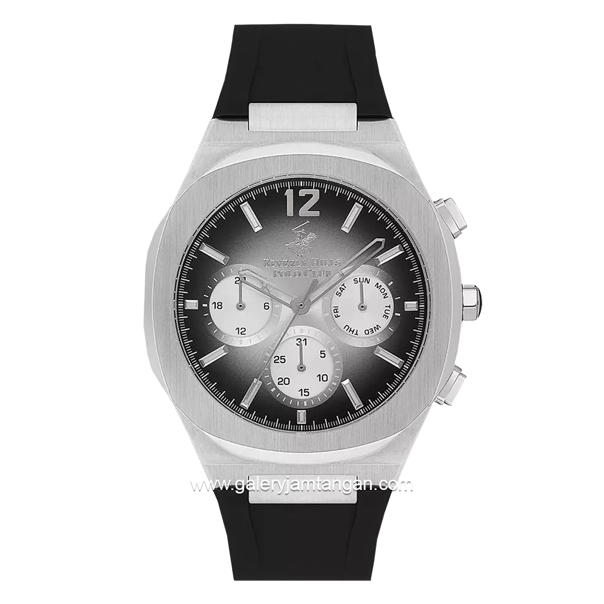 Beverly Hills Polo Club BP3539X.351 Black Sliver Multifunction Rubber Strap