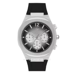 Beverly Hills Polo Club BP3539X.351 Black Sliver Multifunction Rubber Strap
