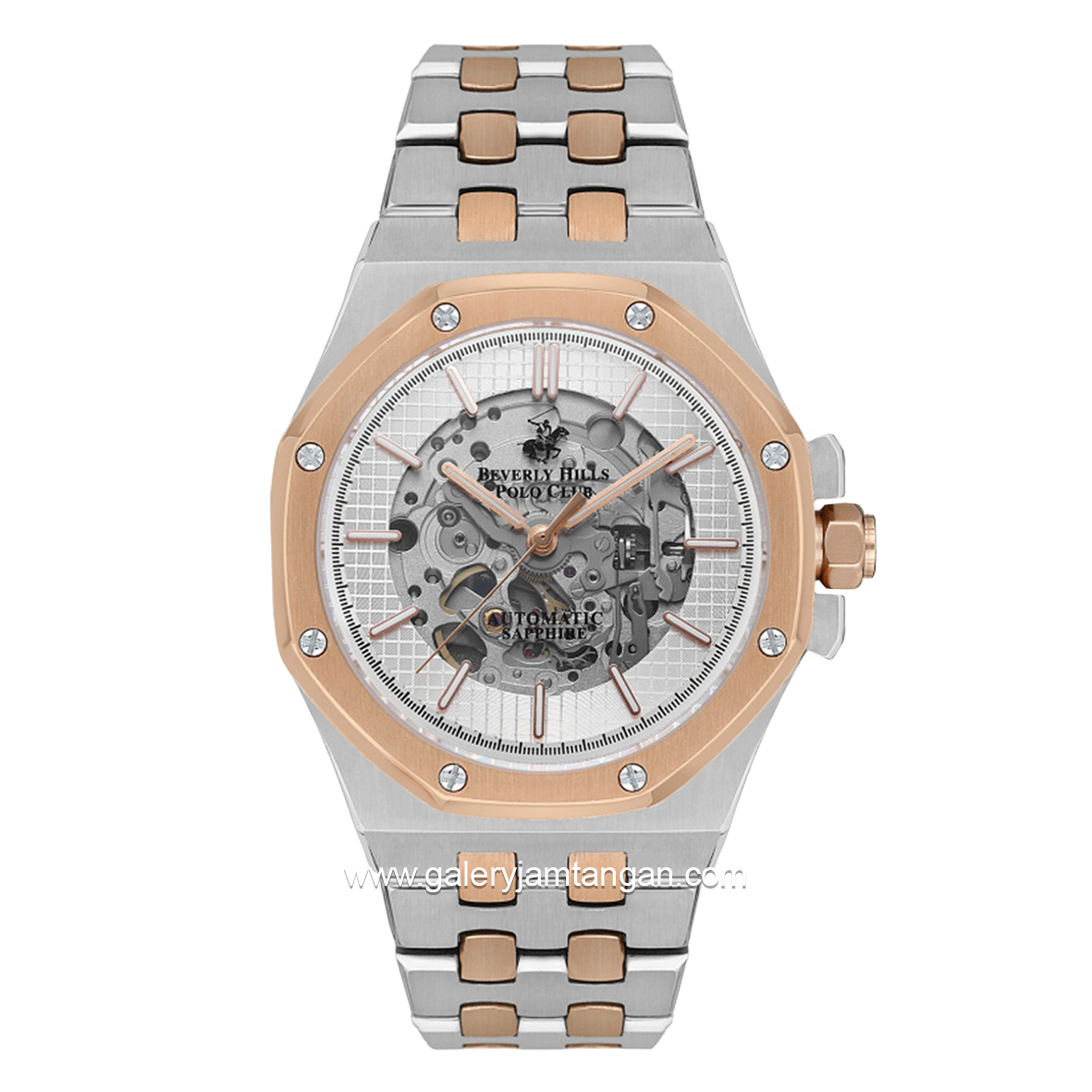 Beverly Hills Polo Club BP3573X.530 Silver Combinasi Rosegold Stainless Steel Automatic