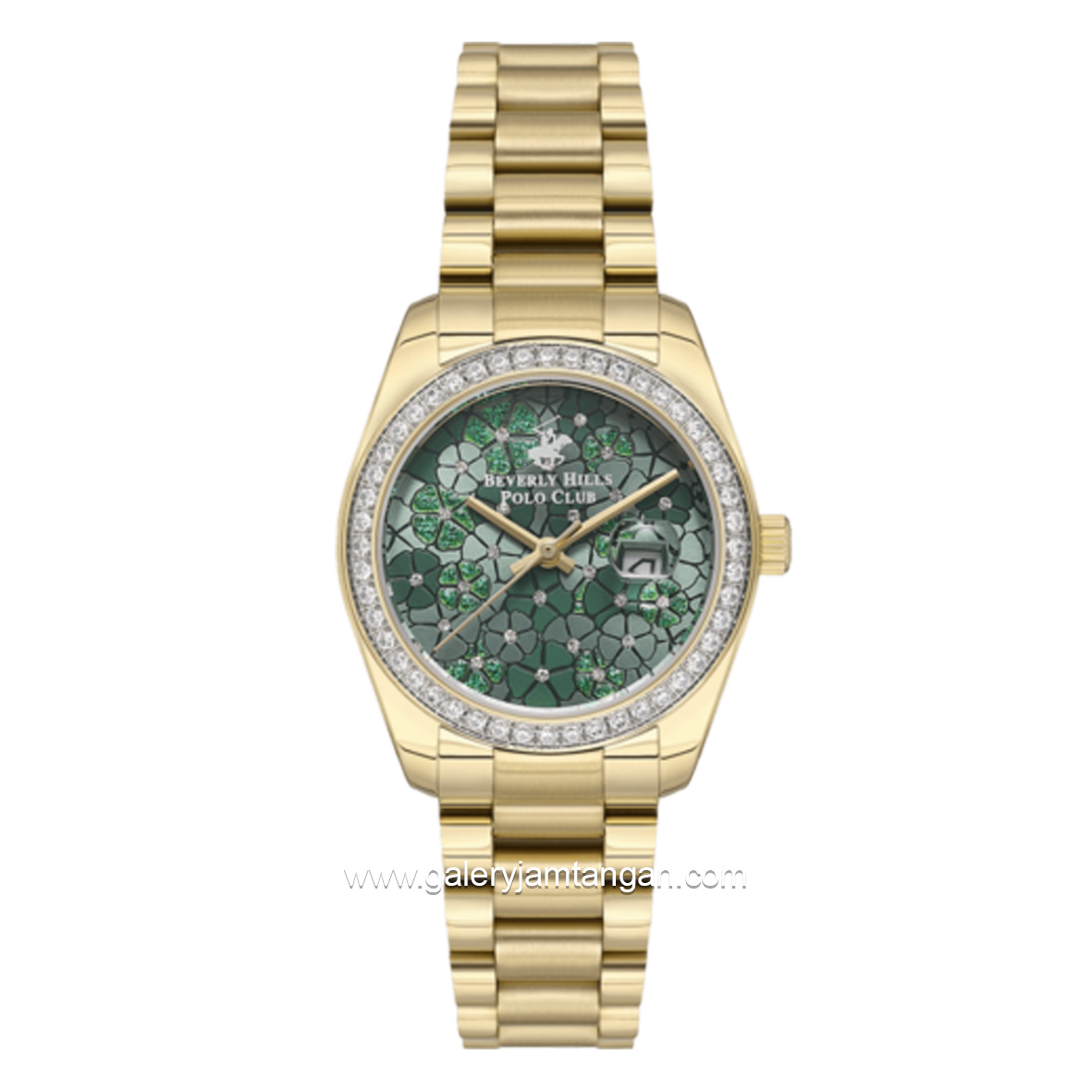 Beverly Hills Polo Club BP3596C.170 Gold Dial Green Floral Stainless Steel