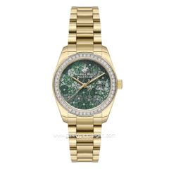 Beverly Hills Polo Club BP3596C.170 Gold Dial Green Floral Stainless Steel