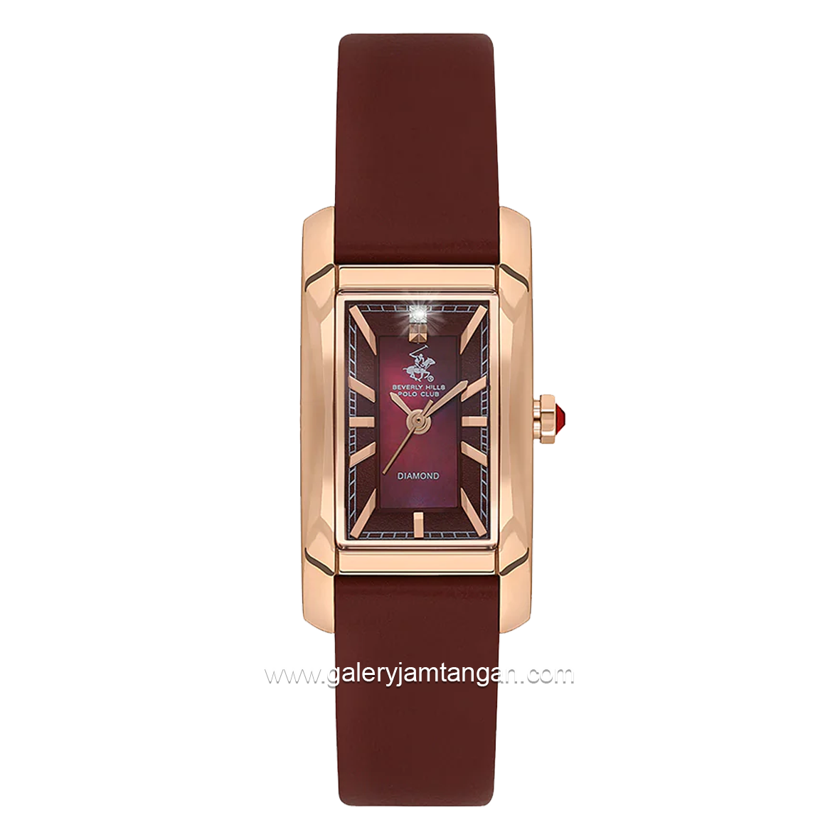 BEVERLY HILLS POLO CLUB BP3613C.428 Red Rosegold Leather Strap