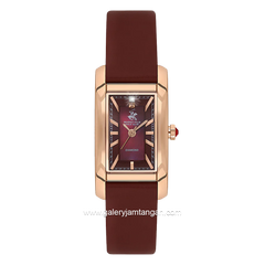 BEVERLY HILLS POLO CLUB BP3613C.428 Red Rosegold Leather Strap