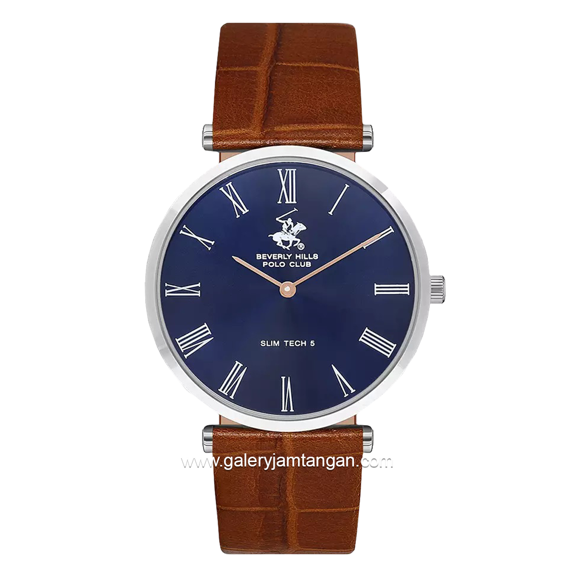 Beverly Hills Polo Club BP3615X.394 Brown Silver Dial Blue Leather Strap