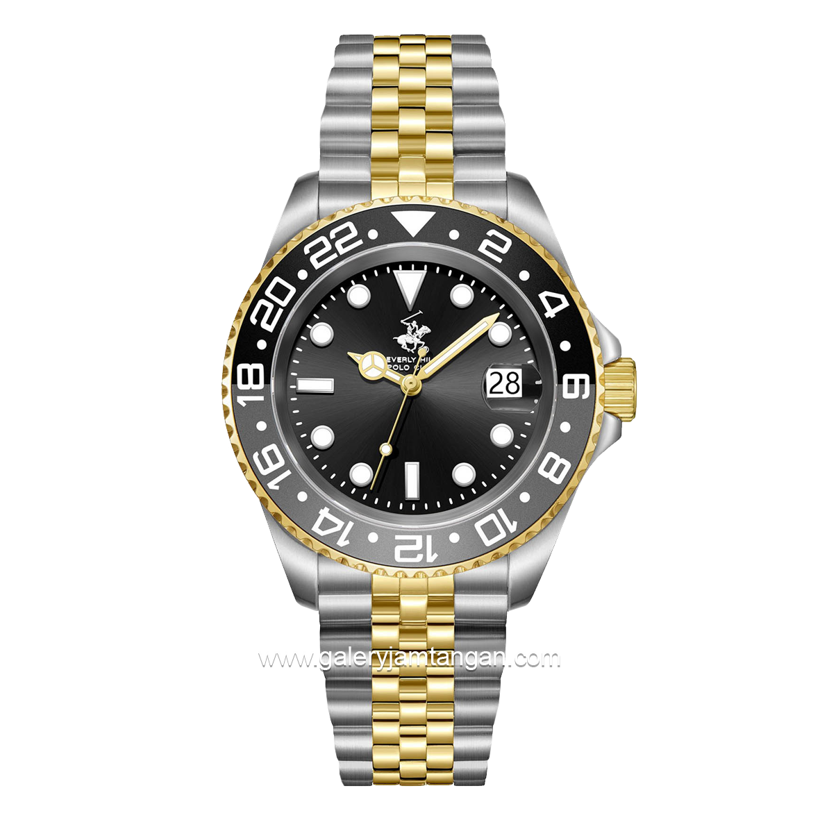 BEVERLY HILLS POLO CLUB BP3641X.250 Silver Gold Dial Black Stainless Steel