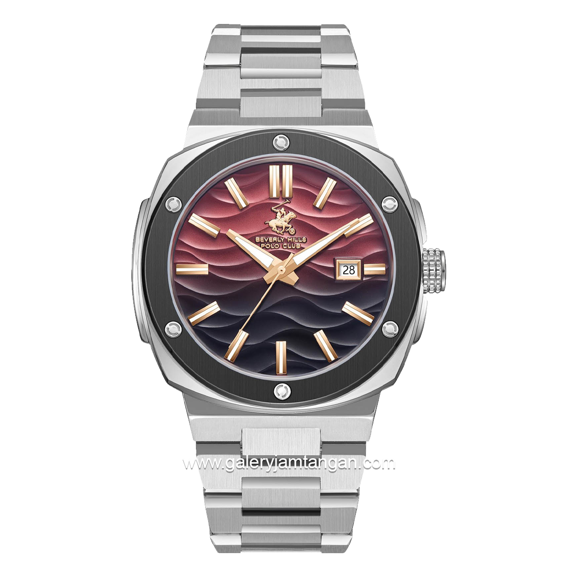 Beverly Hills Polo Club BP3655X.380 Silver Black Stainless Steel